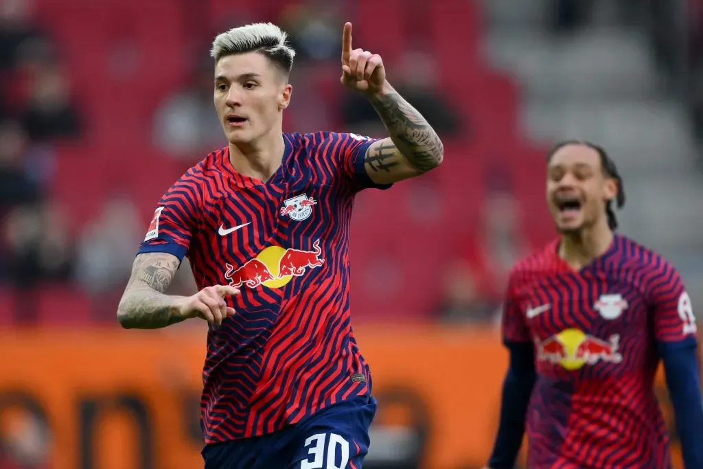 Benjamin Sesko of RB Leipzig. (Photo by Sebastian Widmann/Getty Images)