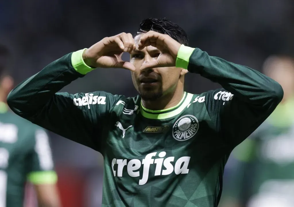 Rony celebrando gol pelo Palmeiras. (Photo by Alexandre Schneider/Getty Images)