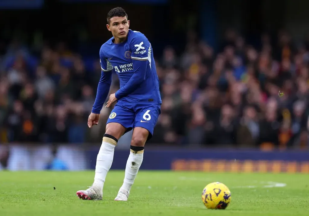 Thiago Silva em ação pelo Chelsea. (Photo by Richard Heathcote/Getty Images)