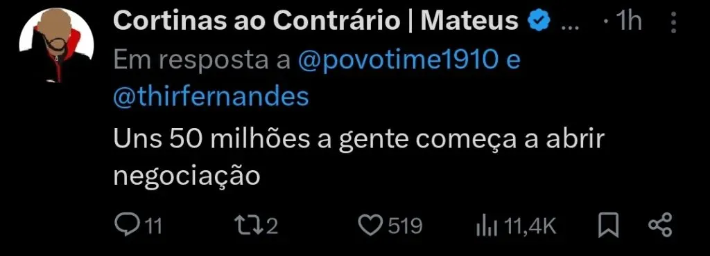 Repercussão via Twitter