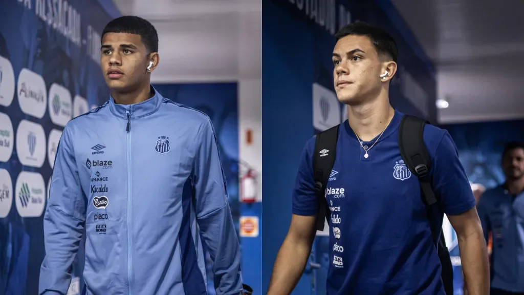 Zagueiro Samuel à esquerda e o lateral-direito JP Chermont à direita | Fotos: Raul Baretta/Santos FC