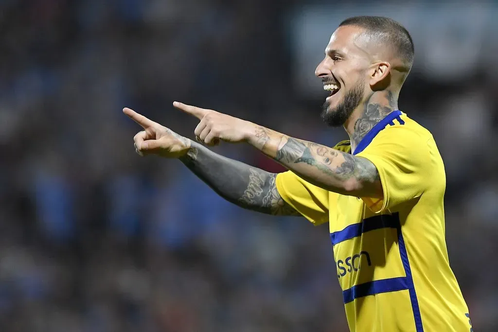 Darío Benedetto celebrando gol pelo Boca Juniors. (Photo by Hernan Cortez/Getty Images)
