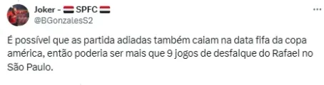Torcida comenta sobre Rafael DO SÃO PAULO