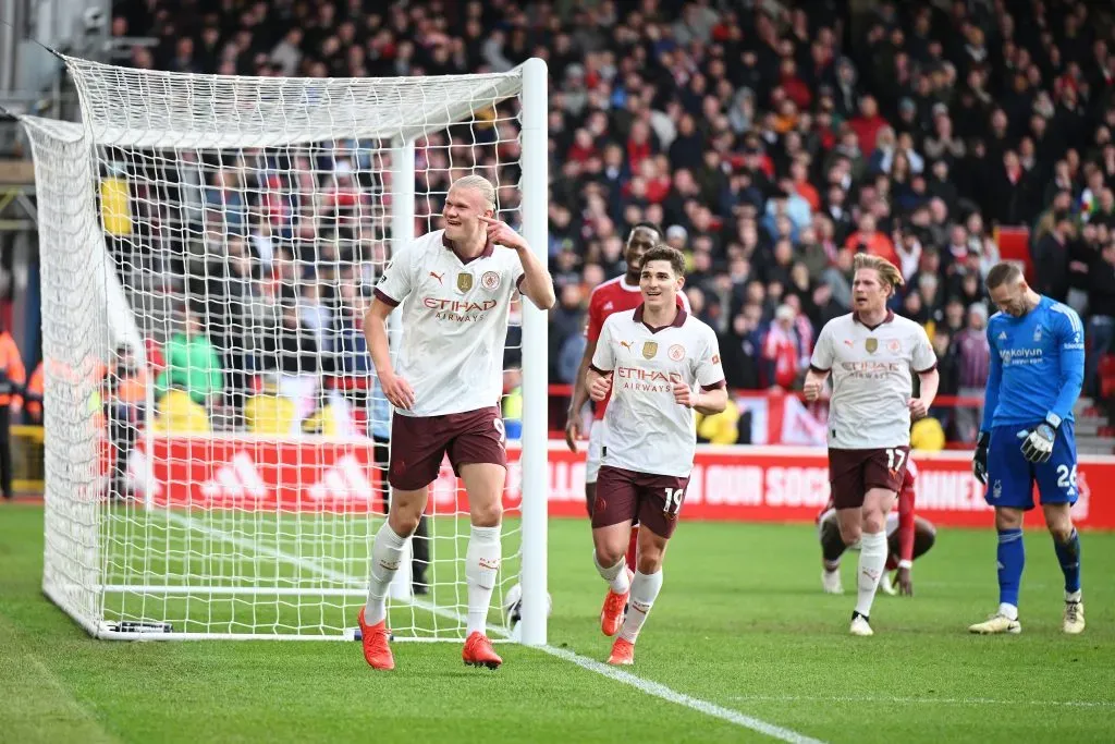 Erling Haaland of Manchester City . (Photo by Michael Regan/Getty Images)