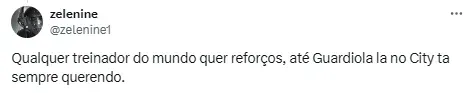 Torcedor comenta sobre reforços no Manchester City