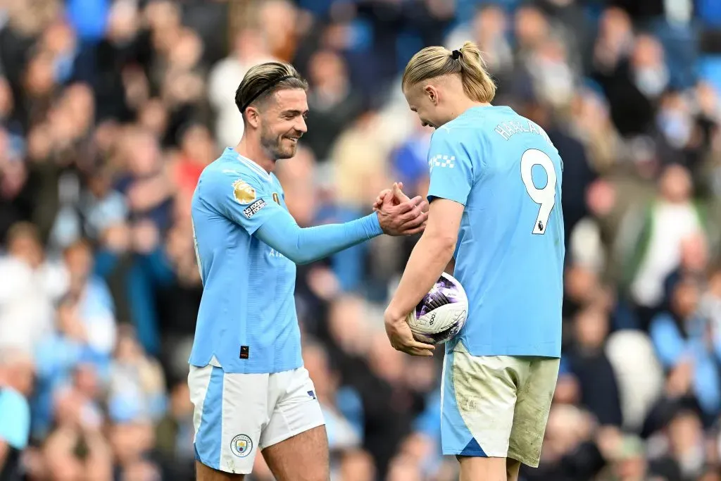 Erling Haaland e Jack Grealish, do Manchester City, são dois dos grandes desfalques da Euro 2024, por motivos diferentes.  (Foto: Michael Regan/Getty Images)