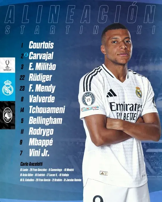 Escalação do Real Madrid.