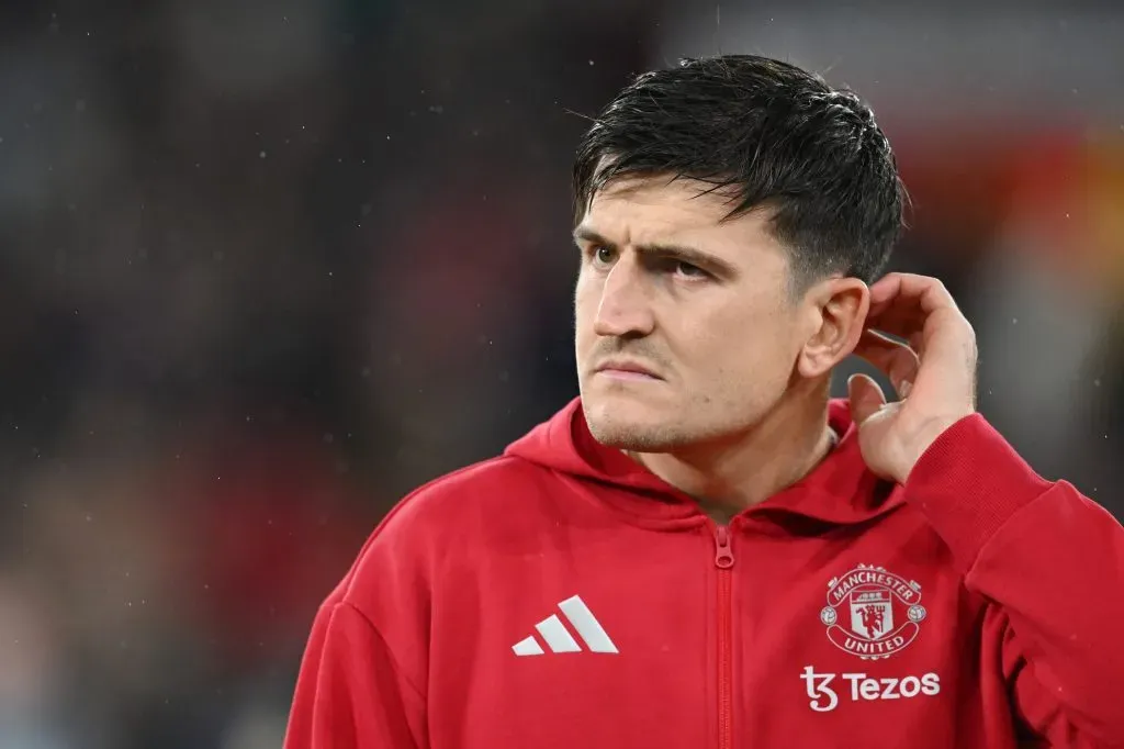 Harry Maguire em ação pelo Manchester United. (Photo by Michael Regan/Getty Images)