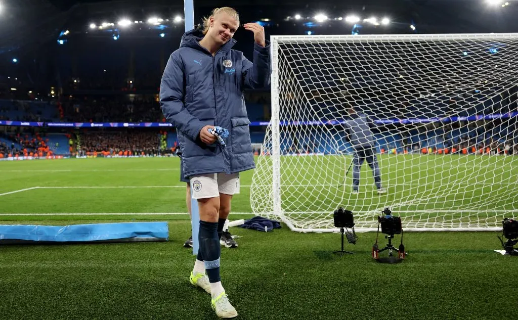 Haaland após a vitória do Manchester City pela Champions League. (Foto: Carl Recine/Getty Images)