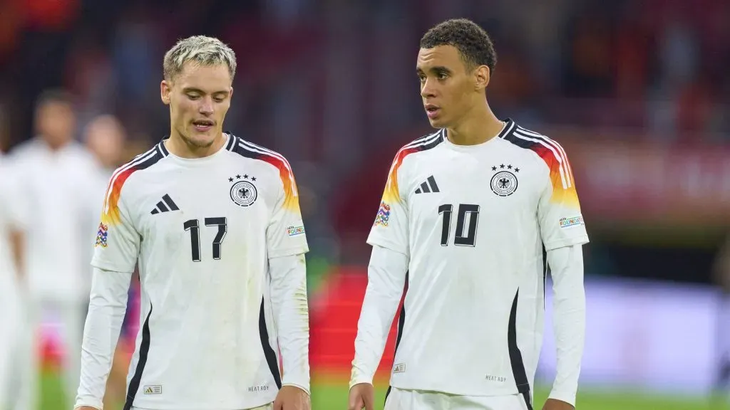 Jamal Musiala (à direita) é alvo do Manchester City. (Foto: Imago/ActionPictures)