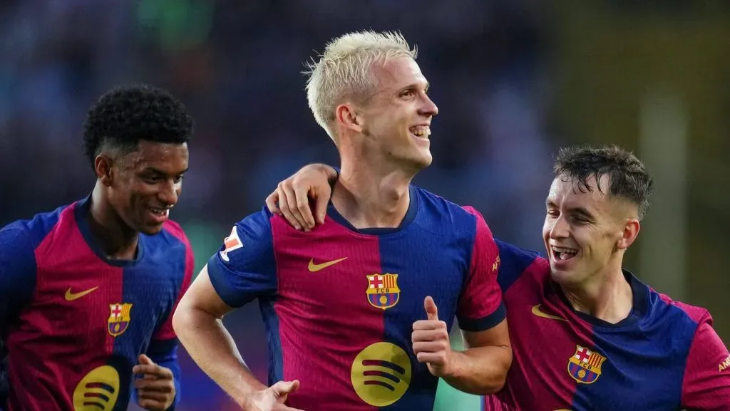 Baldé, Olmo e Casadó pelo Barcelona (IMAGO Pressinphoto)