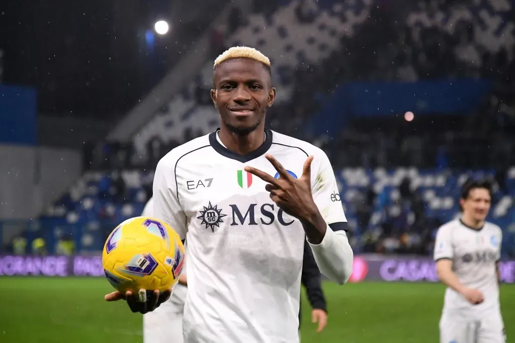 Victor Osimhen comemora gol pelo Napoli. (Photo by Alessandro Sabattini/Getty Images)