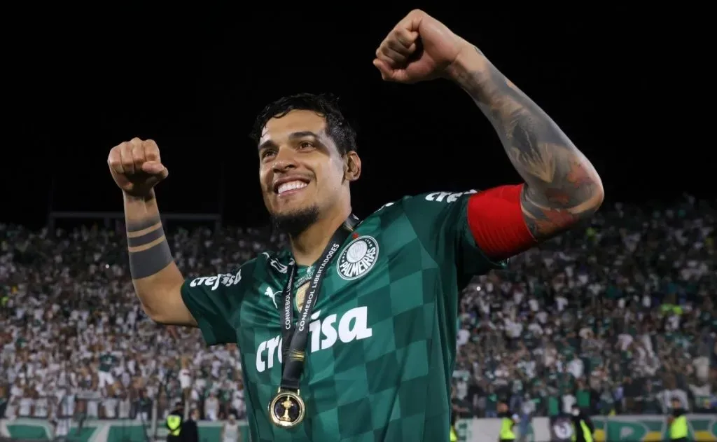 Gustavo Gómez celebrando o título da Libertadores de 2021. Foto: Getty Images