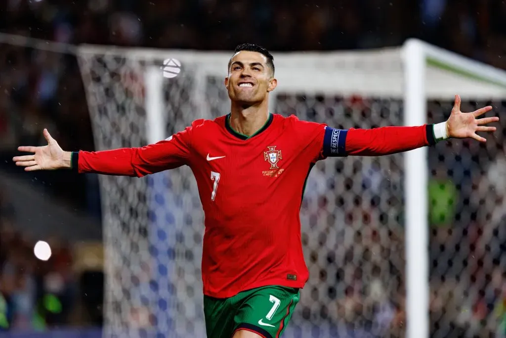 Cristiano Ronaldo seen celebrating after scoring goal during UEFA Nations League game between national teams of Portugal and Poland at Estadio do Dragao Maciej Rogowski Porto Estadio Do Dragao Portugal Copyright: xMaciejxRogowskix porpol2425-41
