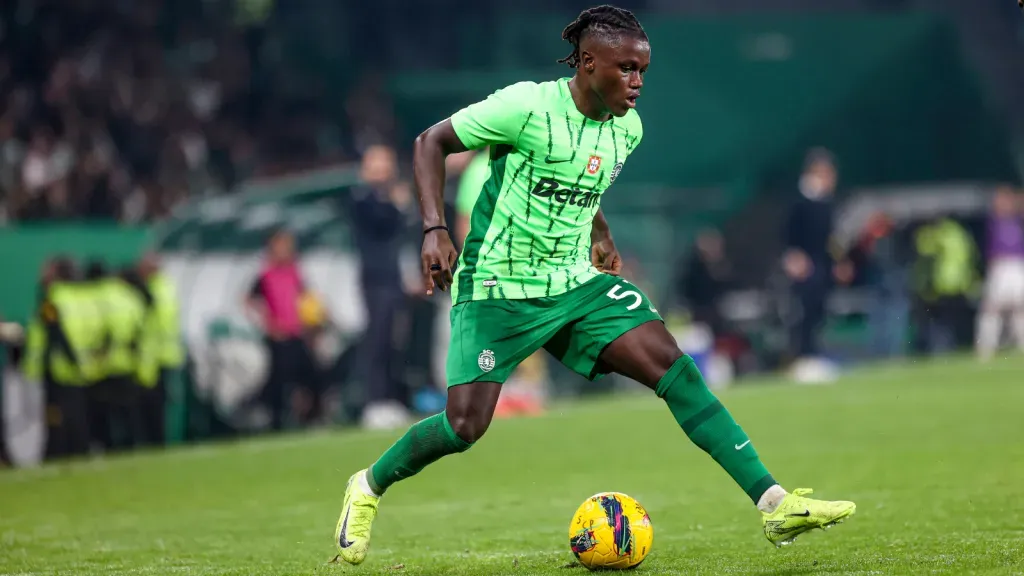 Geovany Quenda em partida pelo Sporting (Foto: IMAGO / Sports Press Photo)