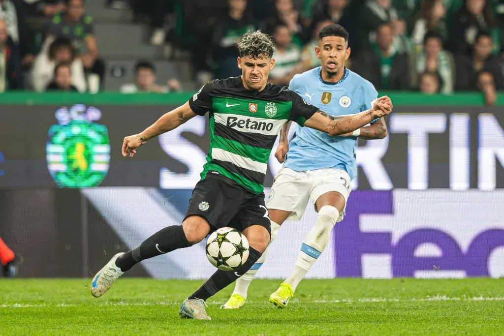 Maxi Araújo em ação contra o Manchester City, pela Champions League. foto: IMAGO / ZUMA Press Wire