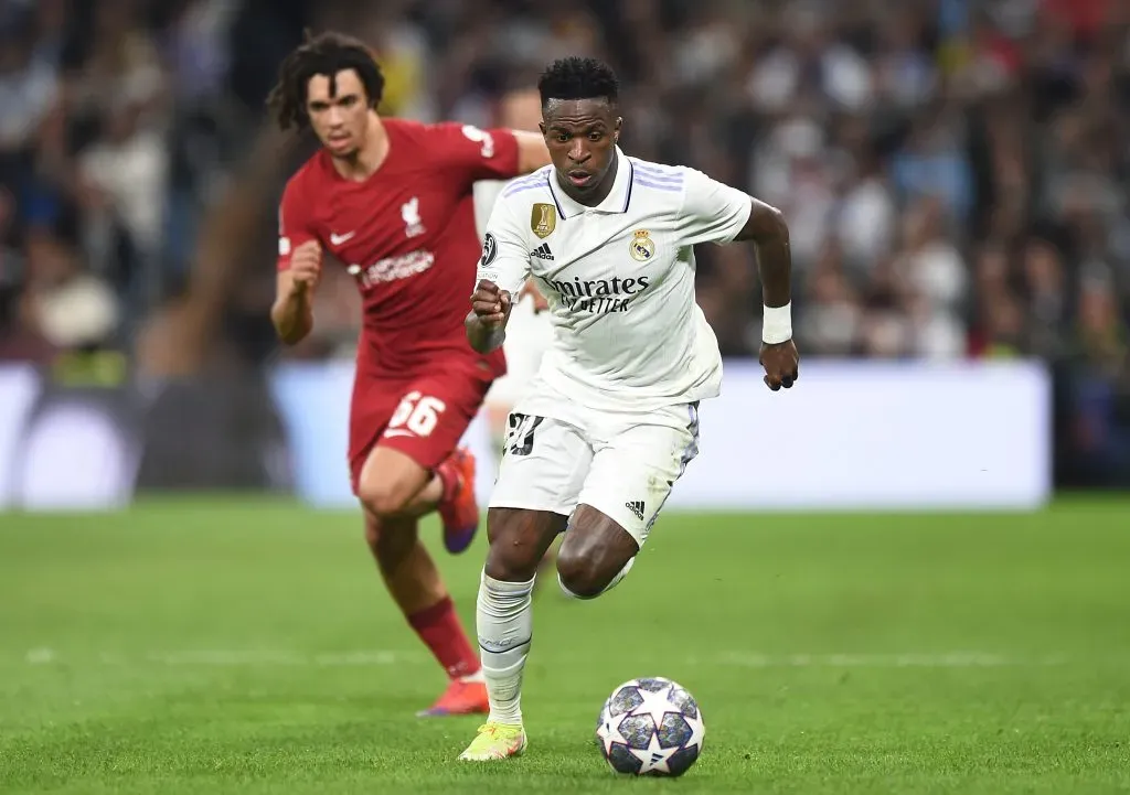 Vinicius Junior em último duelo entre Liverpool e Real Madrid