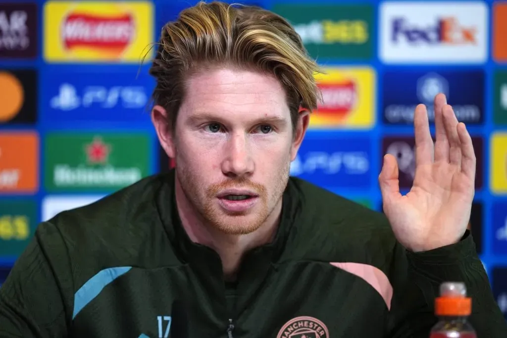 De Bruyne em entrevista coletiva. Foto: IMAGO / Images PA.