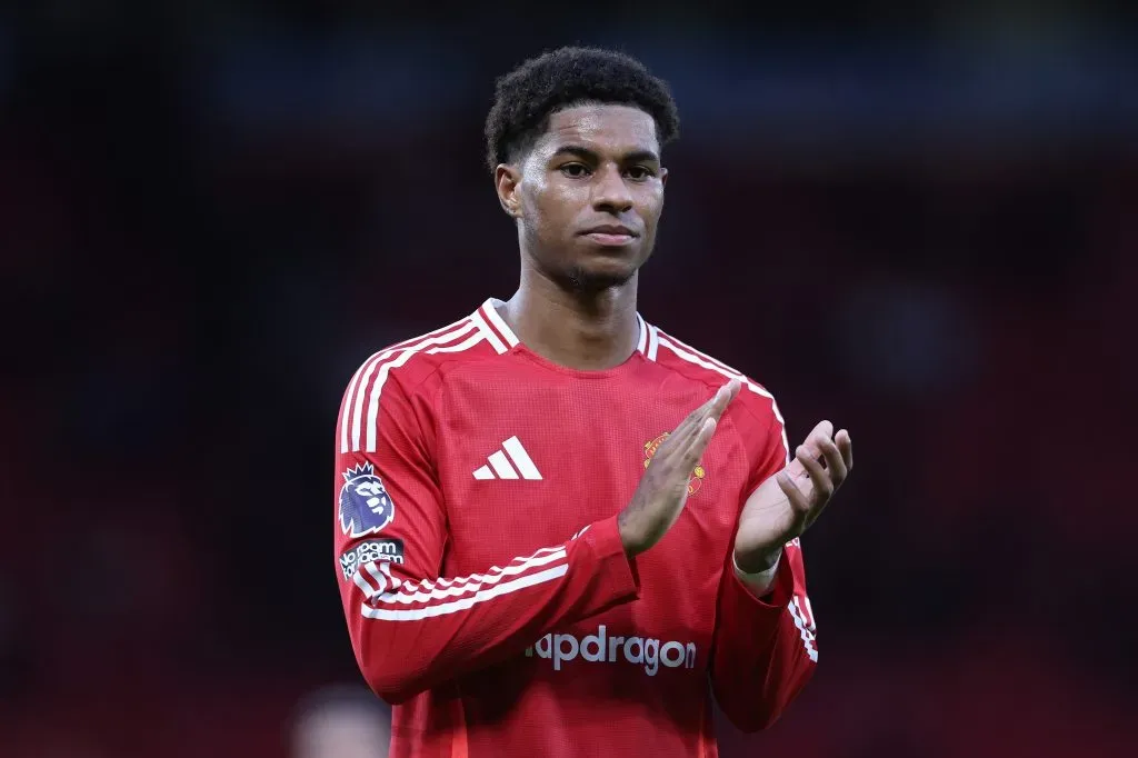 Rashford no duelo diante do Everton (Photo by Alex Livesey/Getty Images)