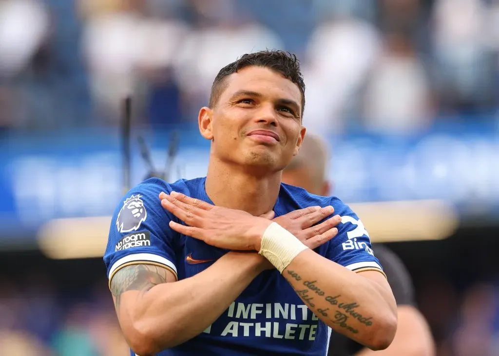 Thiago Silva em sua despedida do Chelsea. Foto: IMAGO / Ação Plus.