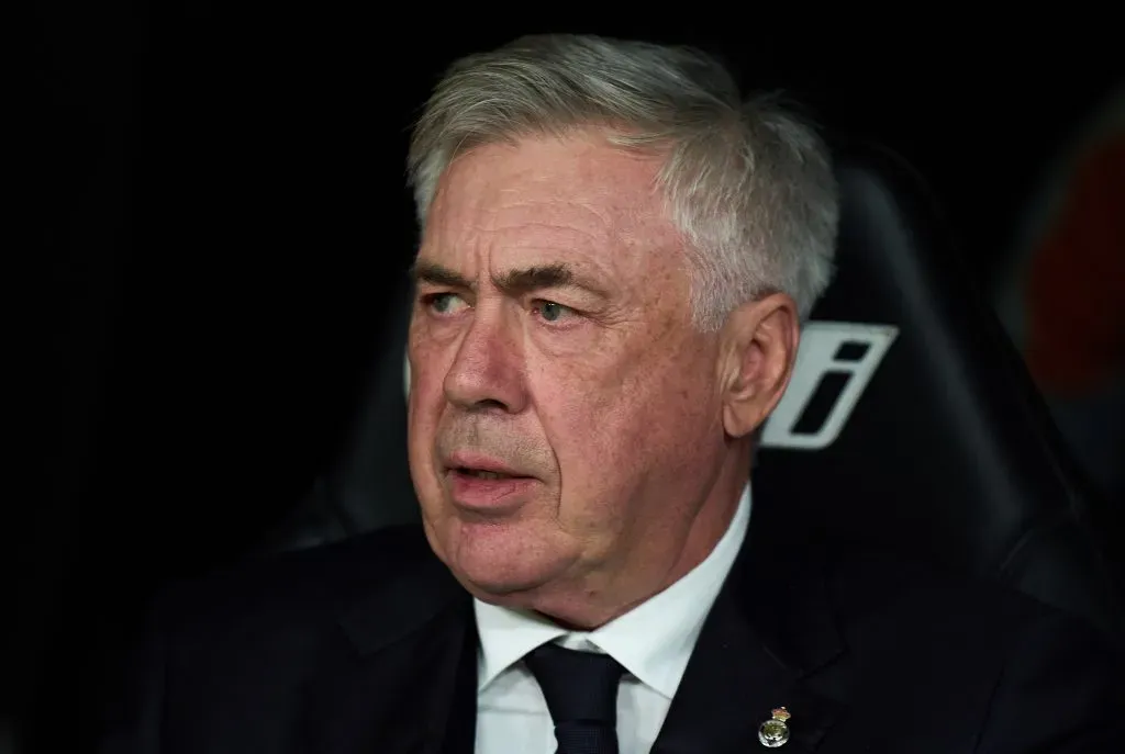 Carlo Ancelotti, técnico do Real Madrid entra em defesa de Vini Jr.(Photo by Angel Martinez/Getty Images)