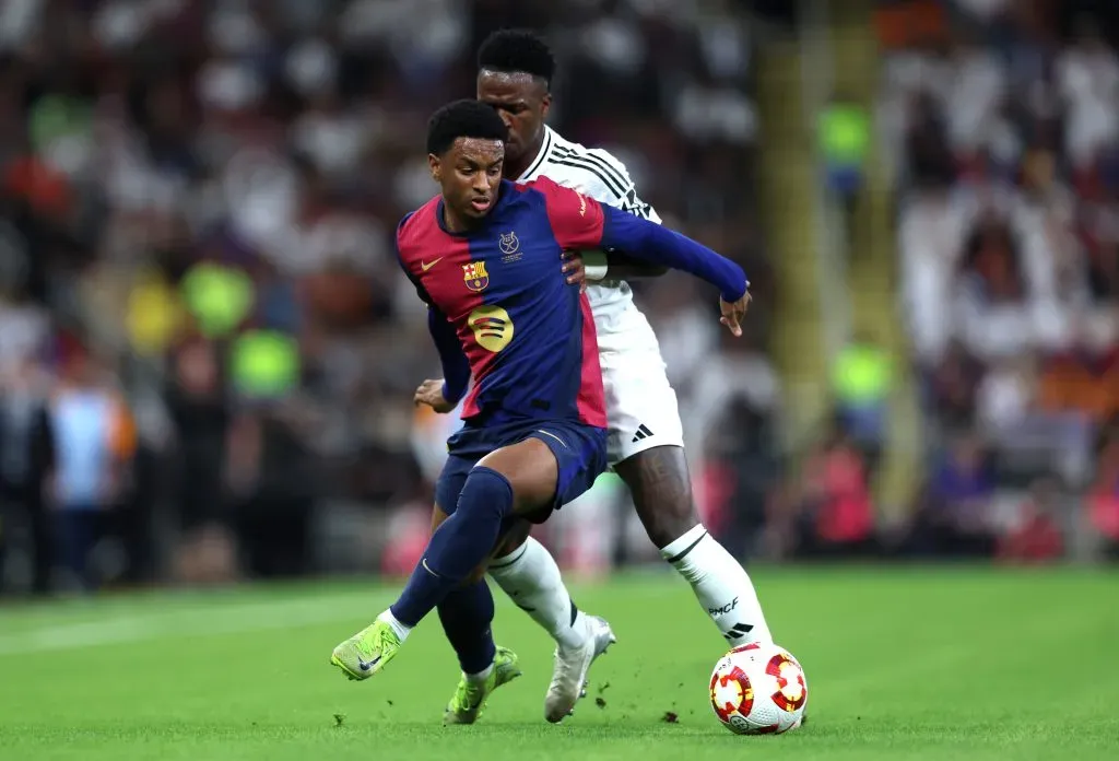 Vinicius Júnior vs Barcelona. (Photo by Yasser Bakhsh/Getty Images)
