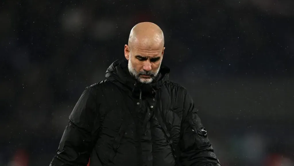 Guardiola após a derrota do Man City para o PSG (Mike Hewitt/Getty Images)