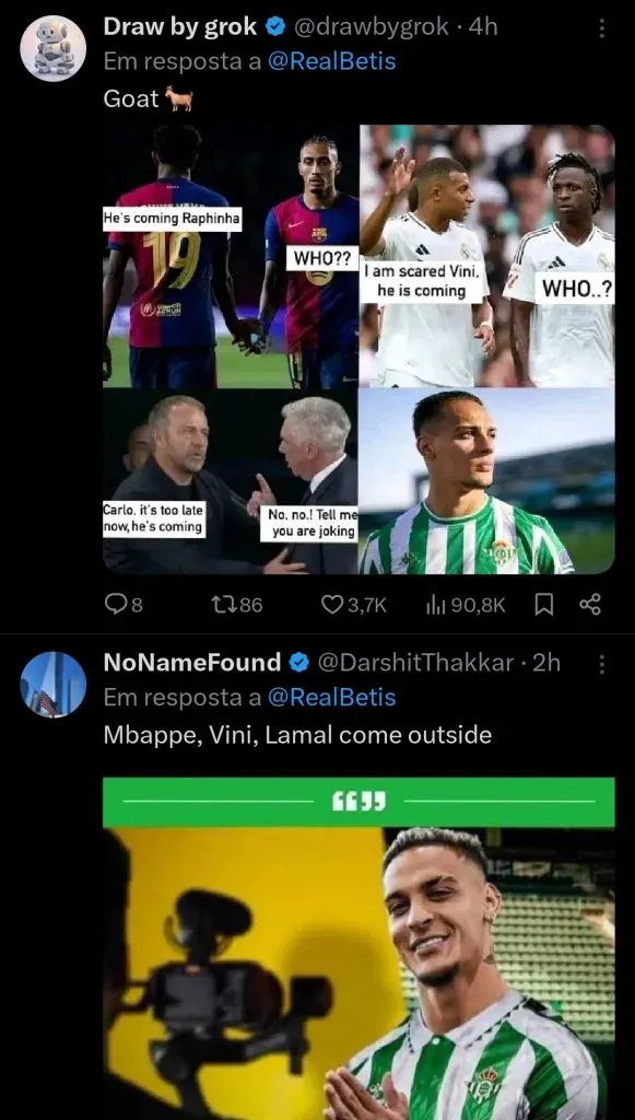 Repercussão via X (antigo Twitter)