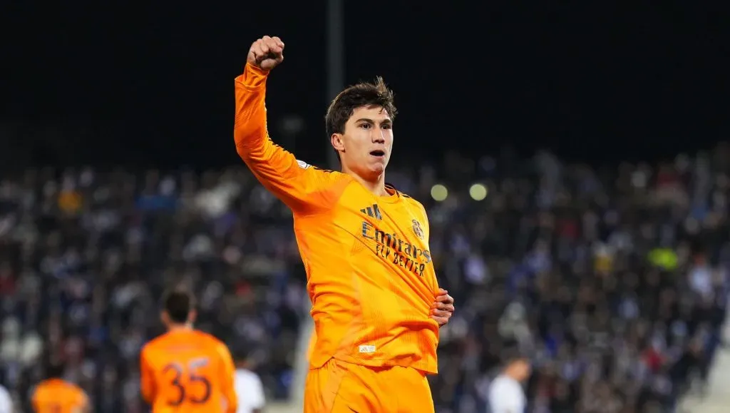 Gonzalo García celebrando seu primeiro gol pelo Real Madrid (Angel Martinez/Getty Images)