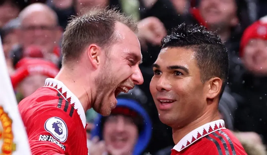 Eriksen e Casemiro em campo pelo Manchester United (Alex Livesey/Getty Images)