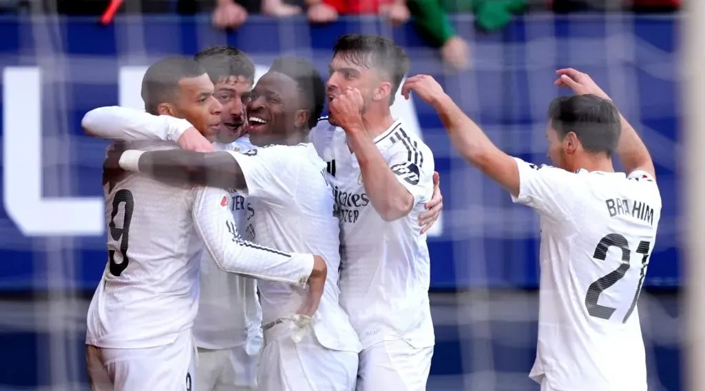 Mbappé celebrando um gol pelo Real Madrid (Juan Manuel Serrano ArceGetty Images)