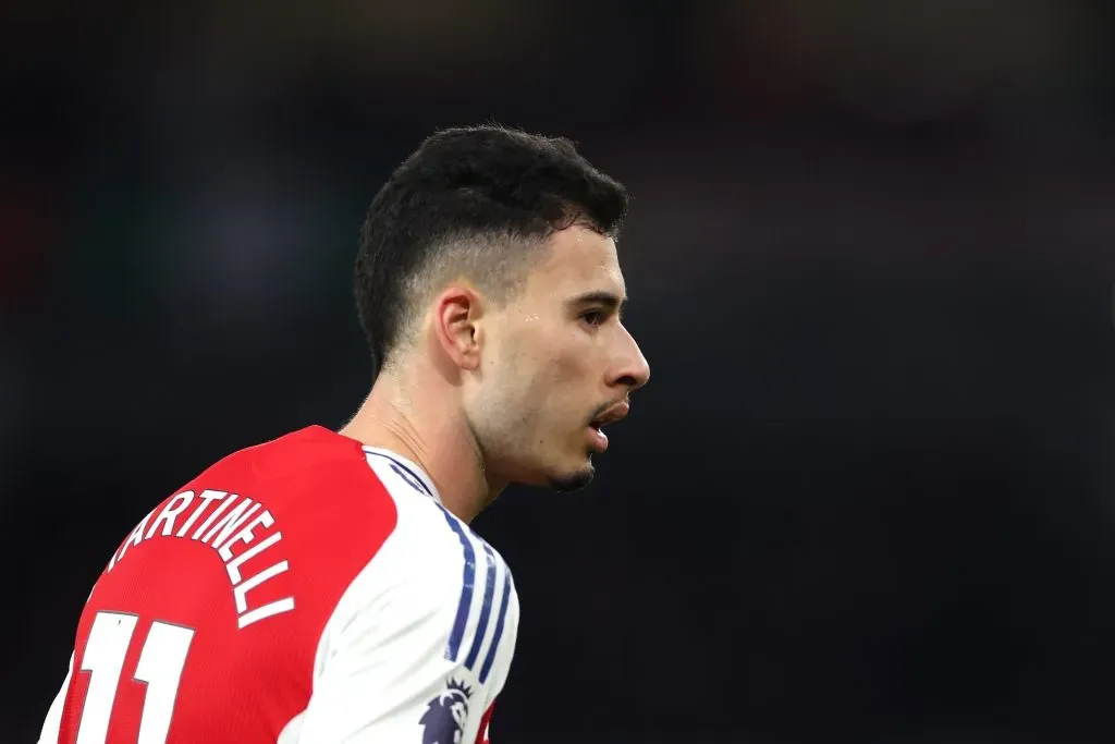 Martinelli no duelo diante do Manchester City (Photo by Alex Pantling/Getty Images)