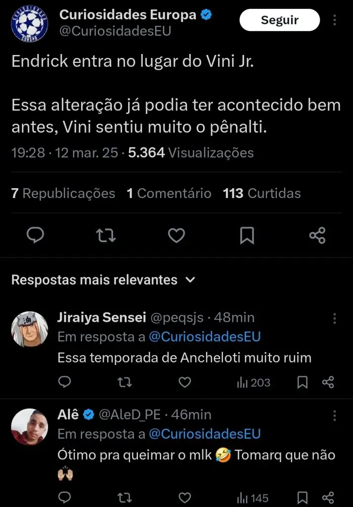 Repercussão via X