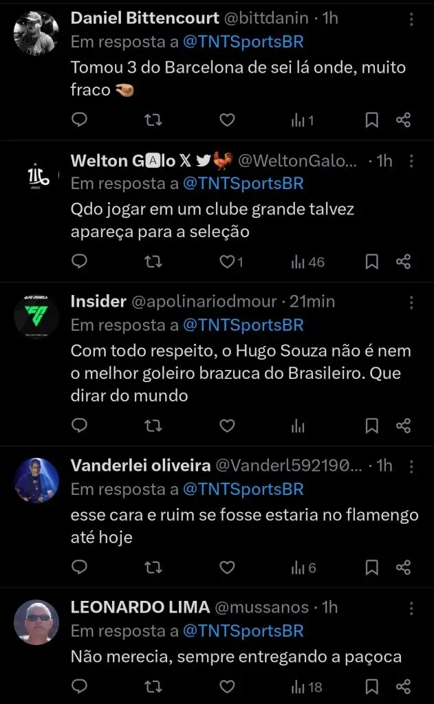 Repercussão dos internautas via X