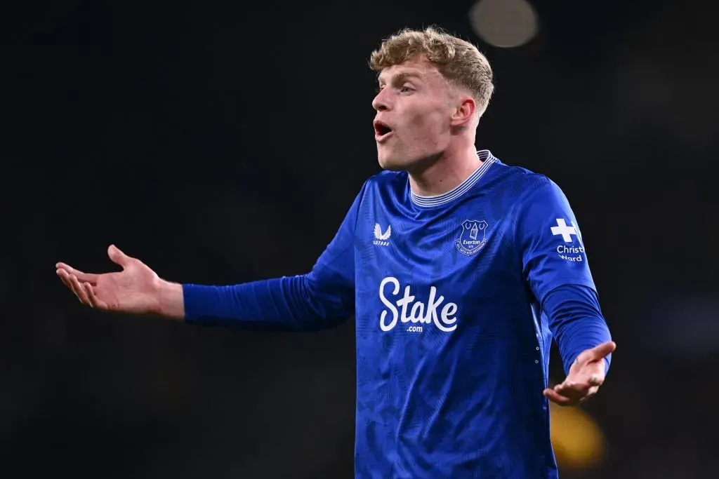 Branthwaite em jogo do Everton. Foto: Gareth Copley/Getty Images