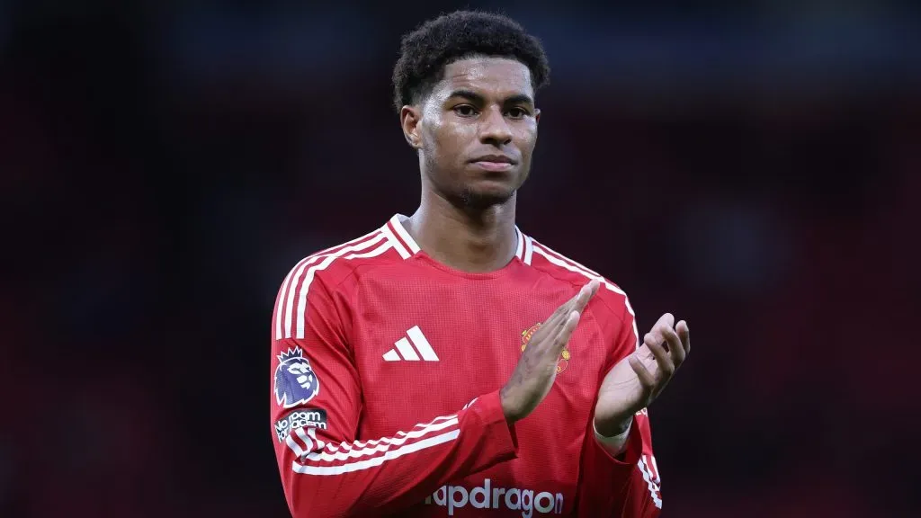 Rashford em jogo do Manchester United. Foto: Alex Livesey/Getty Images
