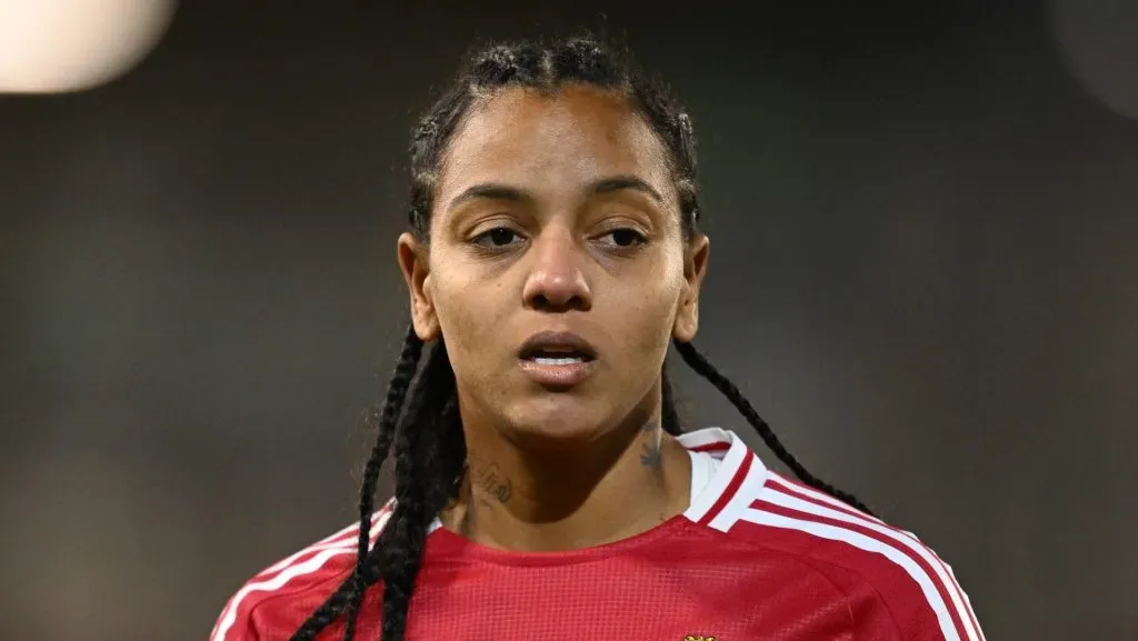 LEIGH, ENGLAND – DECEMBER 11: Geyse of Manchester United during the Women’s League Cup match between Manchester United and Newcastle United at Leigh Sports Village on December 11, 2024 in Leigh, England. (Photo by Gareth Copley/Getty Images)