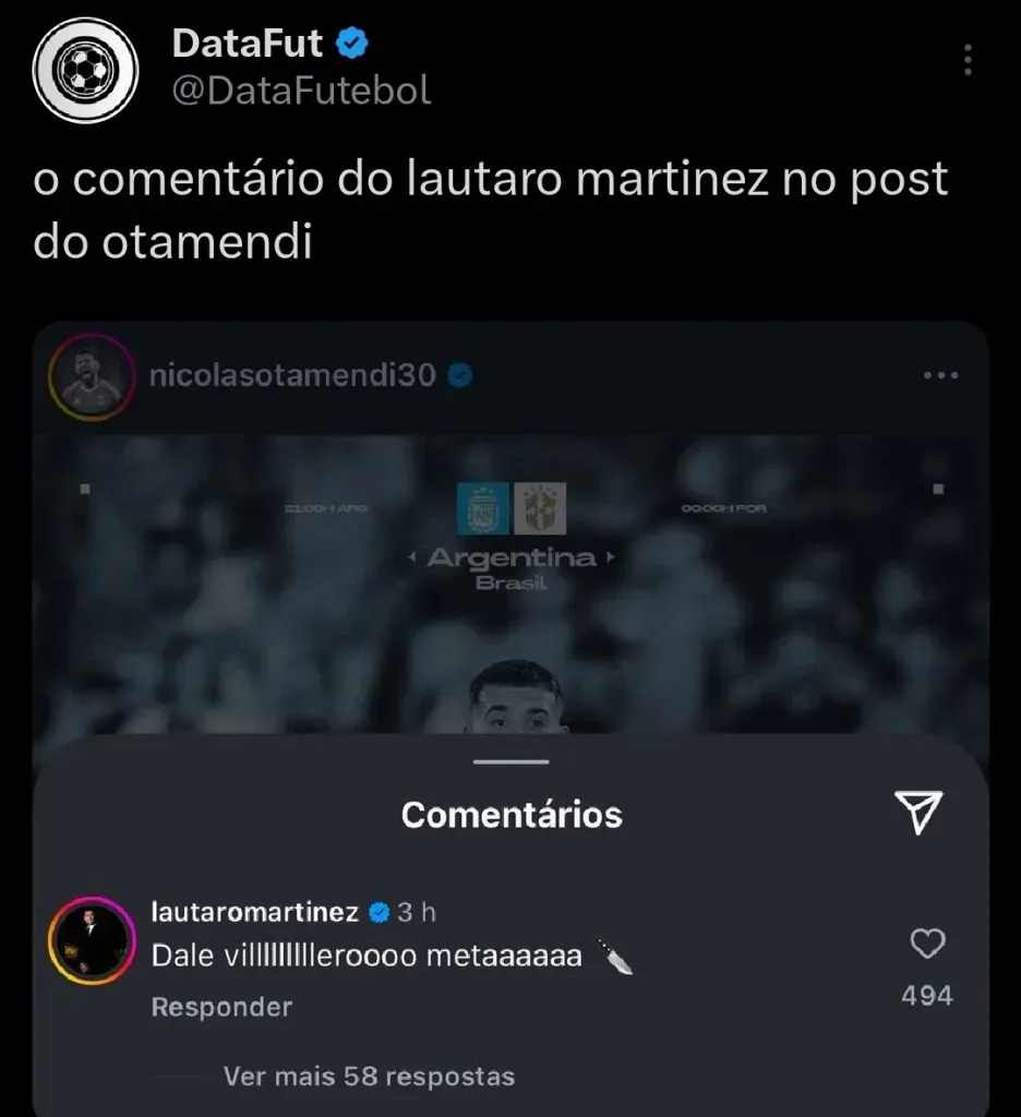 Repercussão via X.