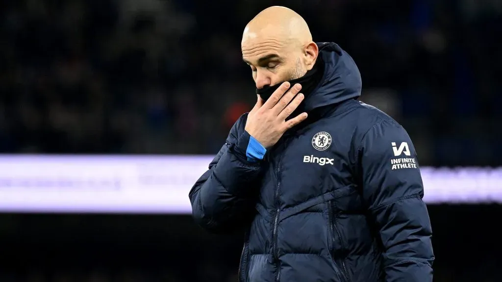 Enzo Maresca em jogo do Chelsea. Foto: Michael Regan/Getty Images
