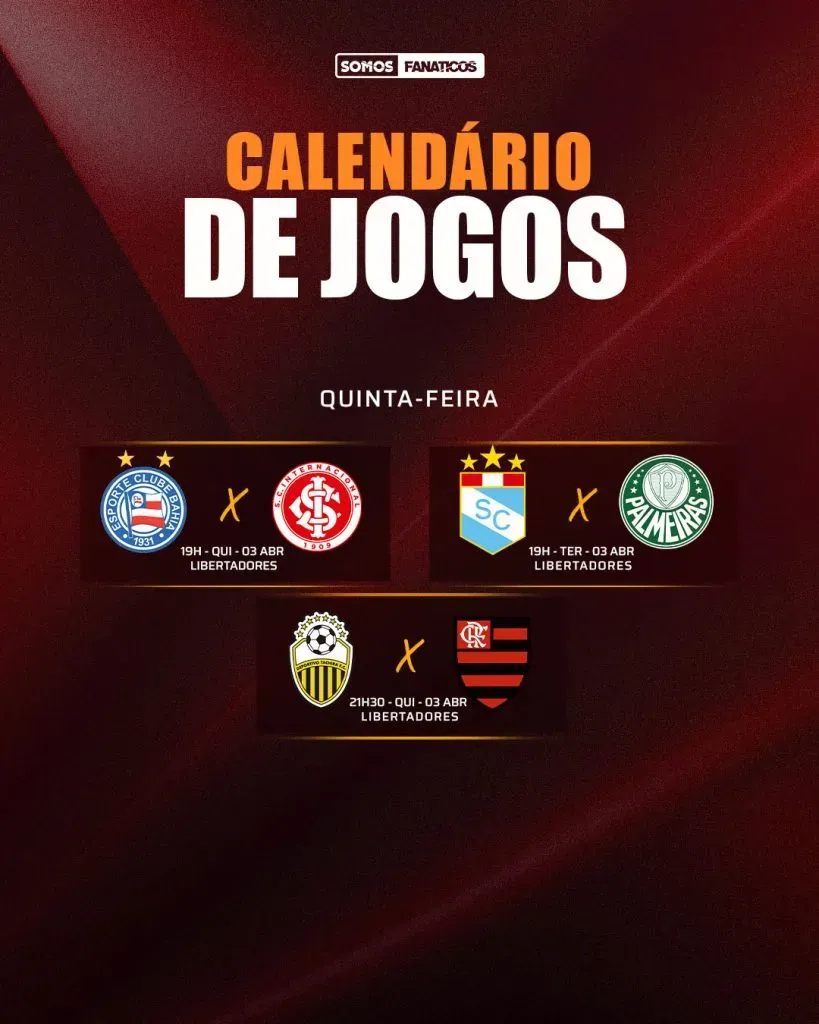 Jogos da Libertadores na próxima quinta-feira