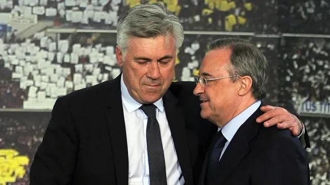 Ancelotti e Florentino Pérez, Real Madrid. (Photo by Denis Doyle/Getty Images)