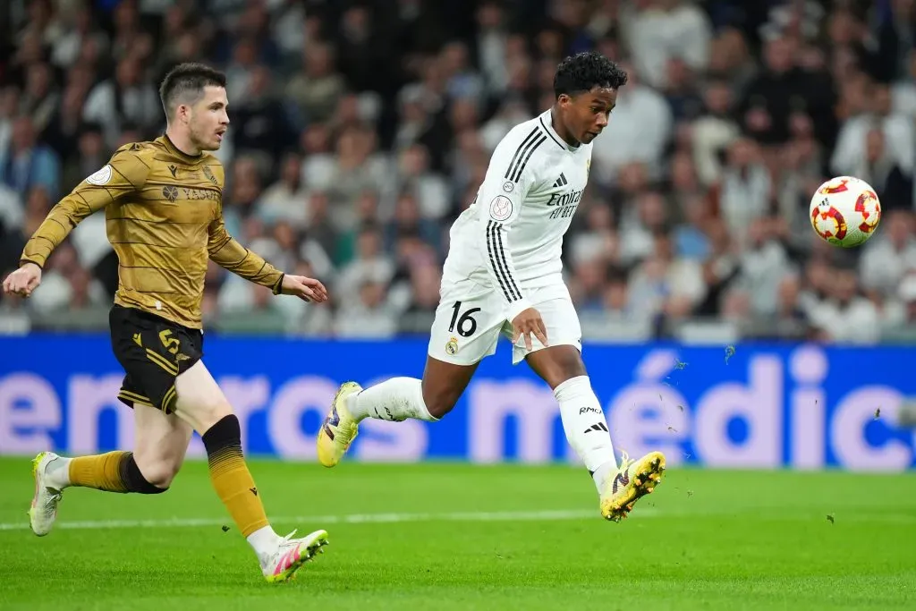 Endrick em ação pelo Real Madrid. (Photo by Angel Martinez/Getty Images)