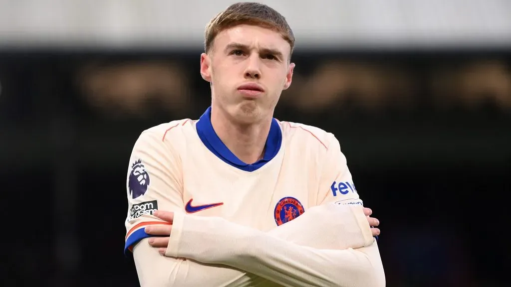 Cole Palmer fazendo a sua tradicional comemoração. Foto: Justin Setterfield/Getty Images