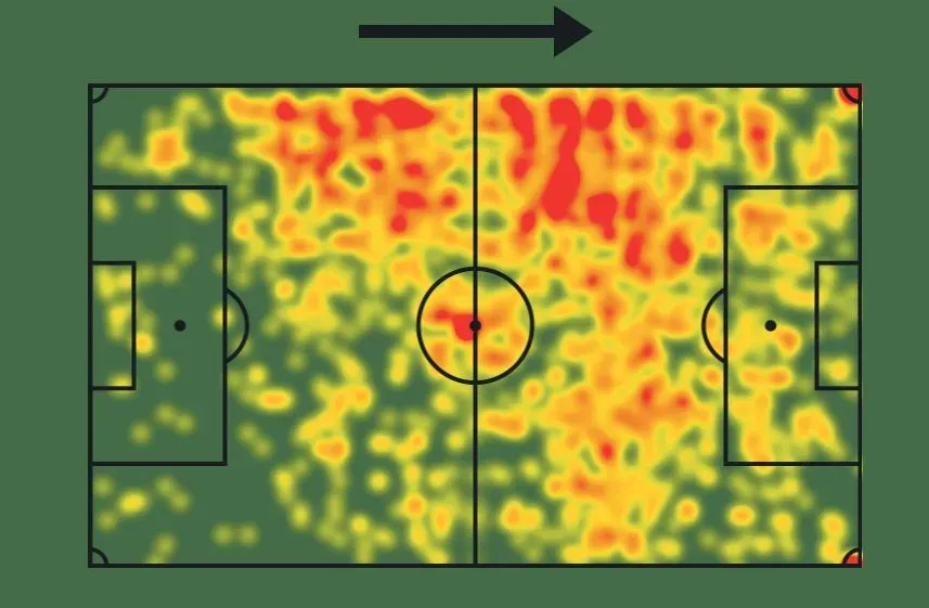 Mapa de Calor de Matheus Cunha na Premier League 2024-25
