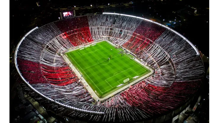 BUENOS AIRES, ARGENTINA - JULY 15: Aerial view of Monumental stadium prior a match between River Plate and Estudiantes as part of Liga Profesional 2023 at Estadio Más Monumental Antonio Vespucio Liberti on July 15, 2023 in Buenos Aires, Argentina. (Photo by Tomas Cuesta/Getty Images)