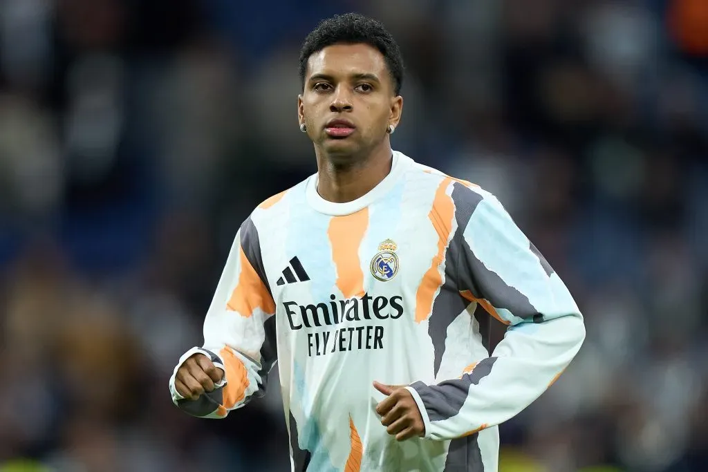 Rodrygo durante aquecimento pelo Real Madrid. (Photo by Angel Martinez/Getty Images)