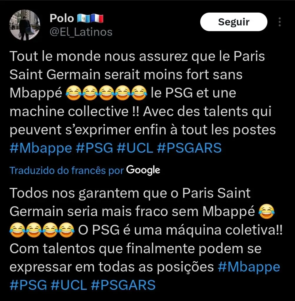Um dos torcedores do PSG via X