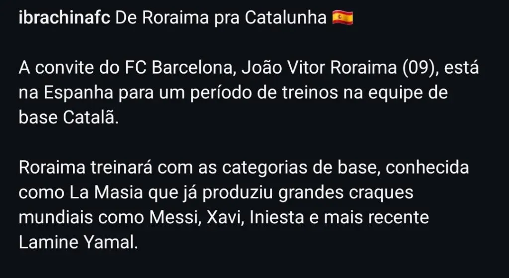 Post do ibrachina nas suas redes sociais oficiais
