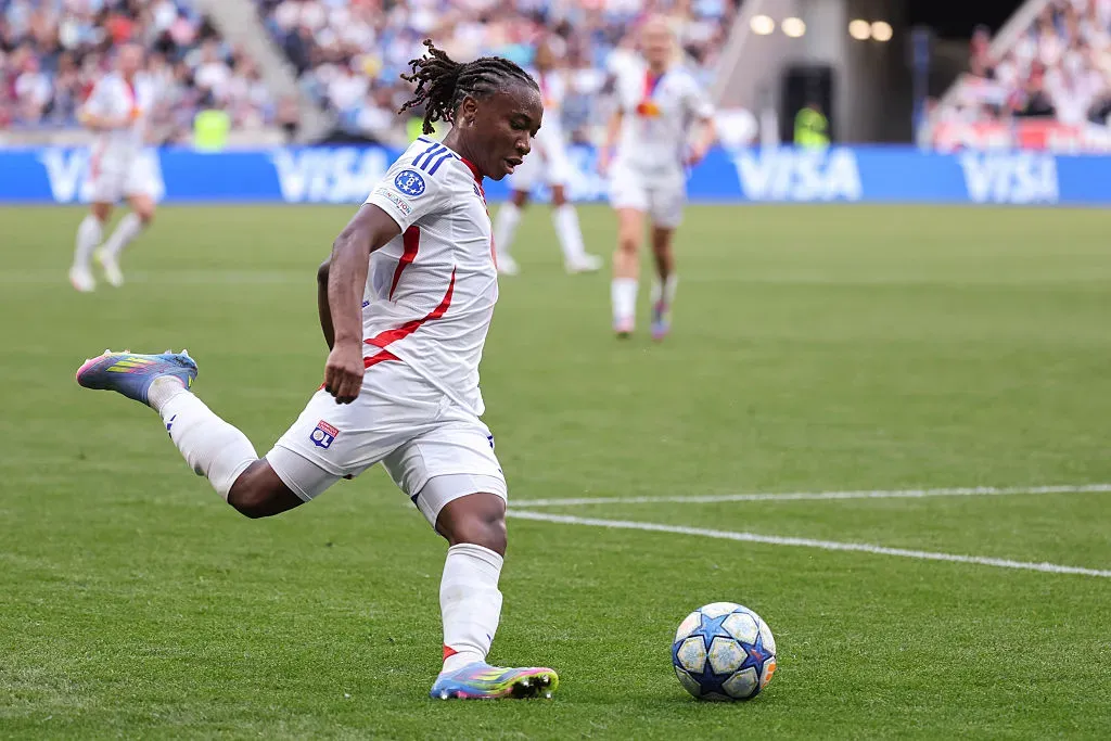 Melchie Dumornay atacante do Lyon é uma das artilheiras do Campeonato Francês Feminino (Photo by Catherine Steenkeste/Getty Images)