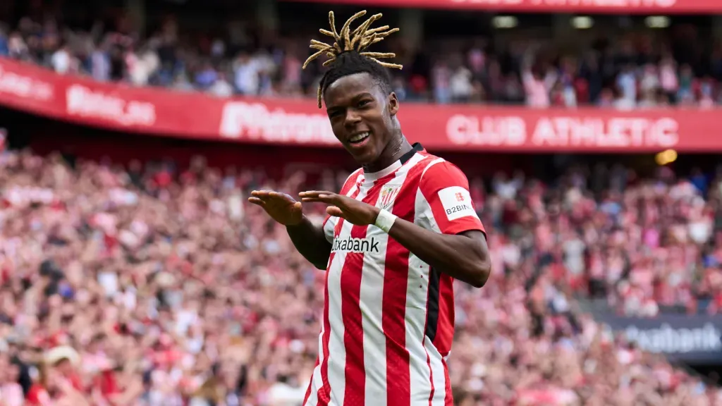Nico Williams comemora pelo Athletic Club (Photo by Juan Manuel Serrano Arce/Getty Images)